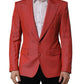Red Wool Single Breasted Men Blazer Jacket