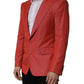 Red Wool Single Breasted Men Blazer Jacket