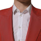 Red Wool Single Breasted Men Blazer Jacket