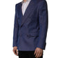 Blue Wool Double Breasted Men Blazer Jacket