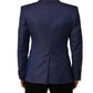 Blue Wool Double Breasted Men Blazer Jacket