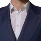 Blue Wool Double Breasted Men Blazer Jacket