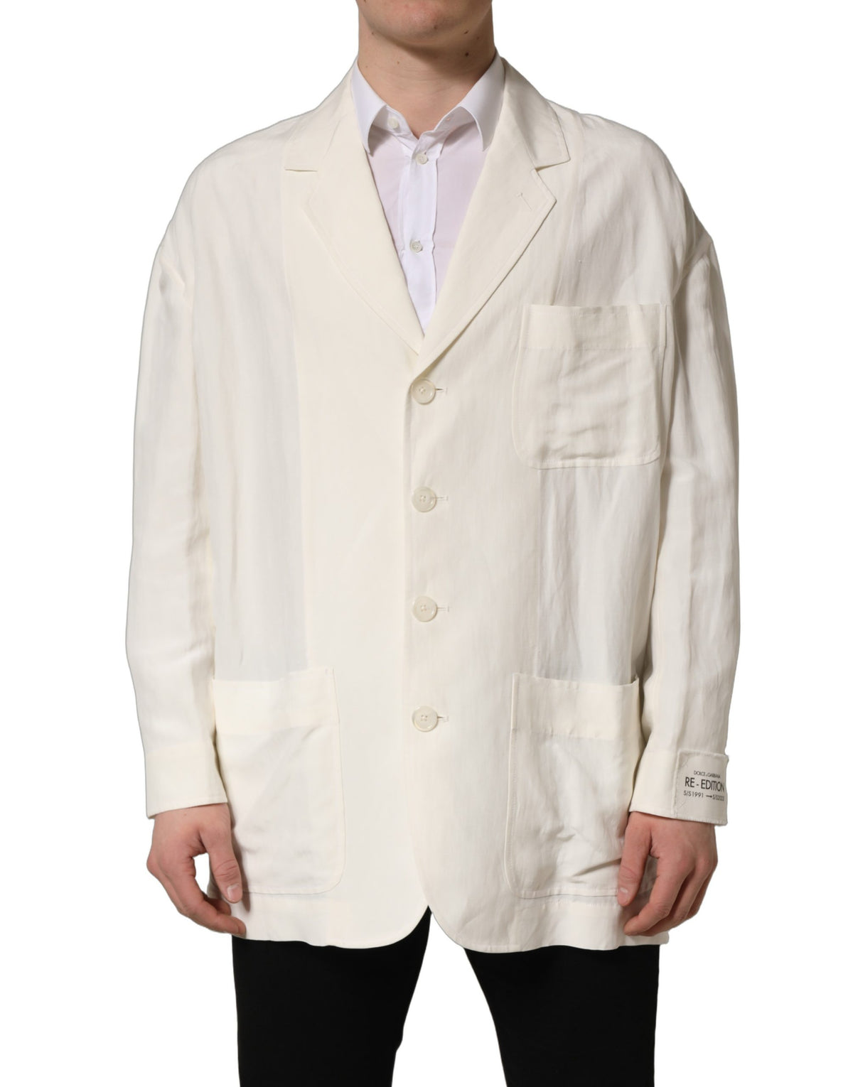 Off White Flax Single Breasted Blazer Jacket
