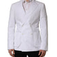 White Cotton Double Breasted Blazer Jacket