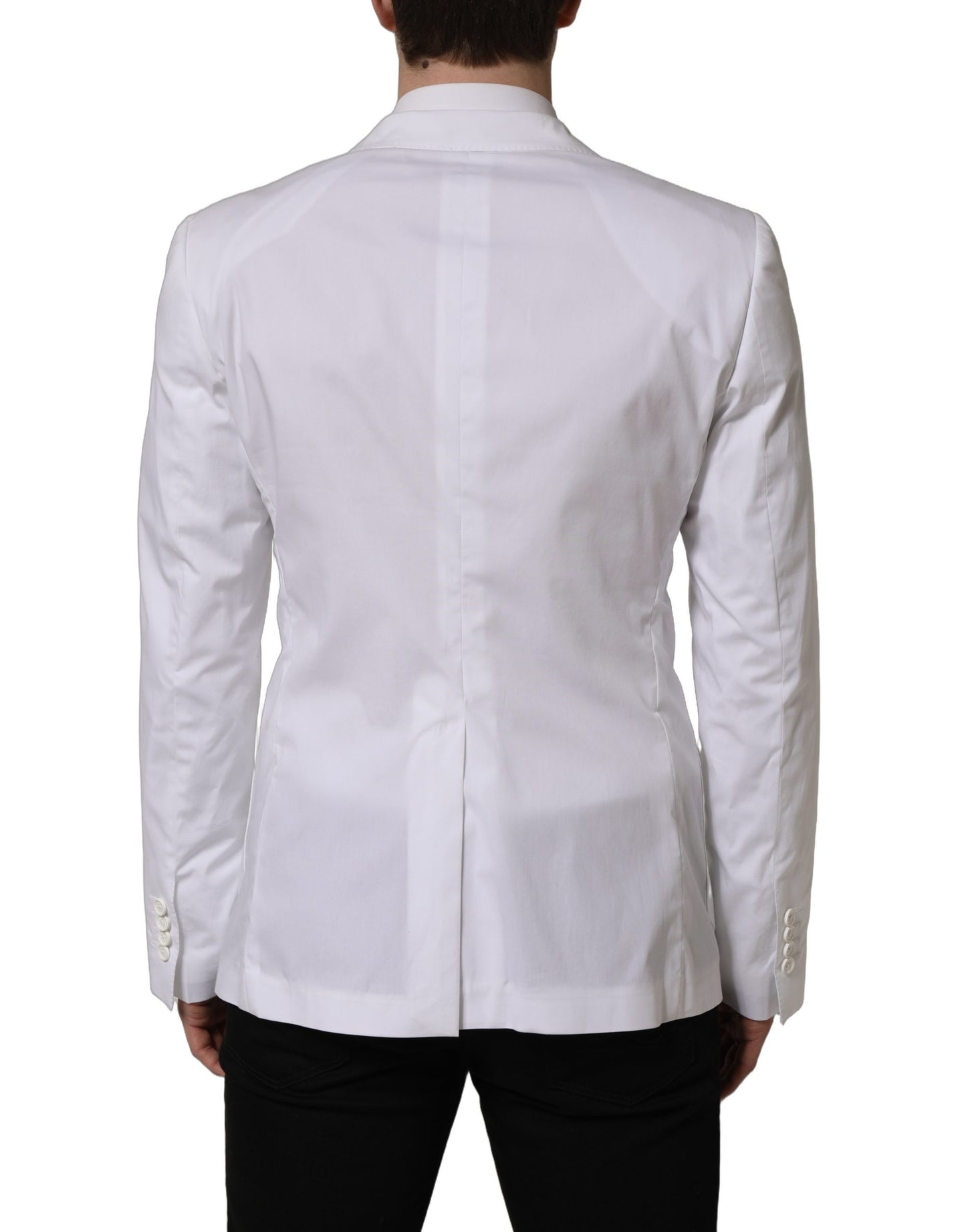 White Cotton Double Breasted Blazer Jacket