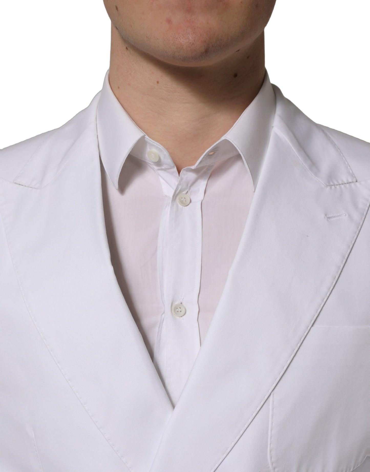 White Cotton Double Breasted Blazer Jacket