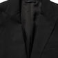 Black Polyester Single Breasted Blazer Jacket
