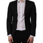 Black Polyester Single Breasted Blazer Jacket