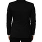 Black Polyester Single Breasted Blazer Jacket
