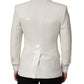 White Viscose Single Breasted Blazer Jacket