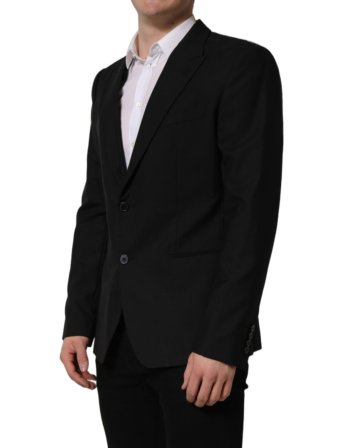 Black Wool Single Breasted Blazer Jacket