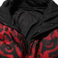 Red Black Reversible Animal Print Puffer Coat Jacket