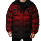 Red Black Reversible Animal Print Puffer Coat Jacket