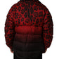 Red Black Reversible Animal Print Puffer Coat Jacket