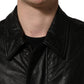 Black Leather Full Zip Men Biker Jacket