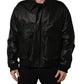 Black Leather Full Zip Men Biker Jacket