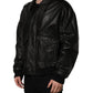 Black Leather Full Zip Men Biker Jacket