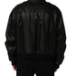Black Leather Full Zip Men Biker Jacket
