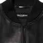 Black Leather Full Zip Men Biker Jacket
