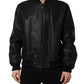 Black Leather Full Zip Men Biker Jacket