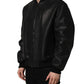 Black Leather Full Zip Men Biker Jacket