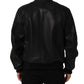 Black Leather Full Zip Men Biker Jacket