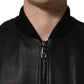 Black Leather Full Zip Men Biker Jacket