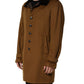 Brown Cashmere Mink Fur Men Overcoat Jacket