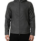 Gray Cotton Men Hooded Full Zip Bomber Jacket