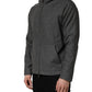 Gray Cotton Men Hooded Full Zip Bomber Jacket