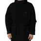 Black Nylon Men Hooded Windbreaker Jacket