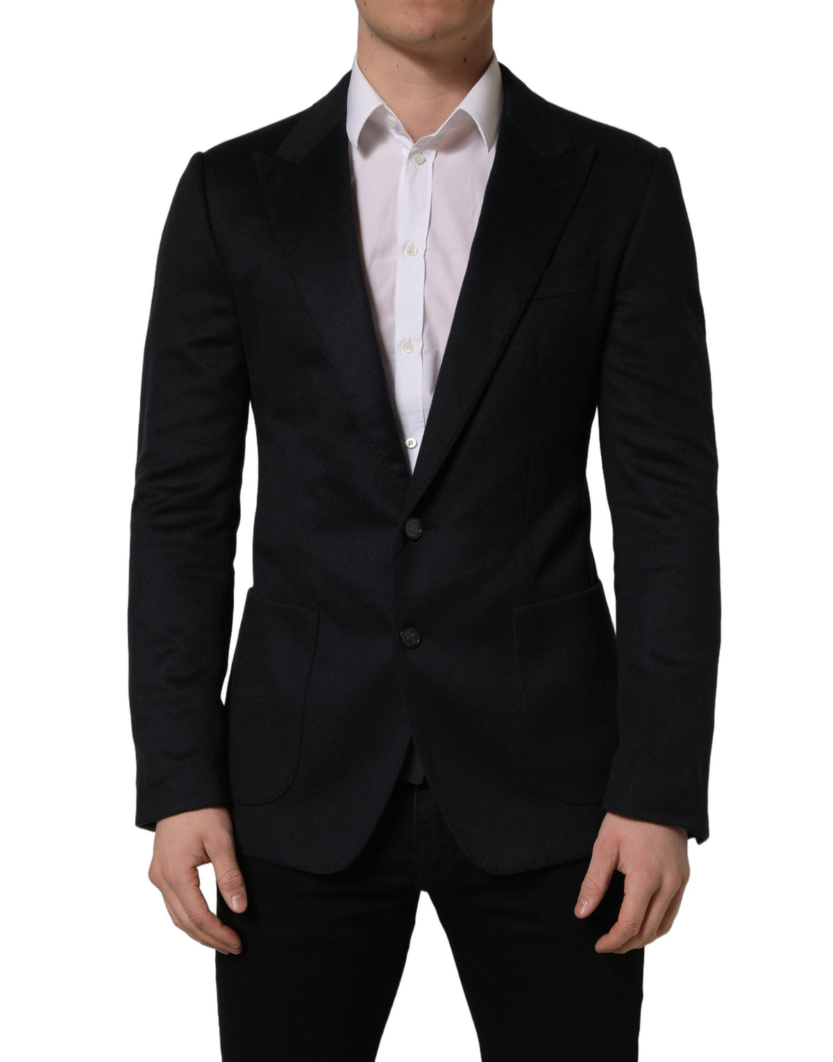 Blue Cashmere Single Breasted Blazer Jacket