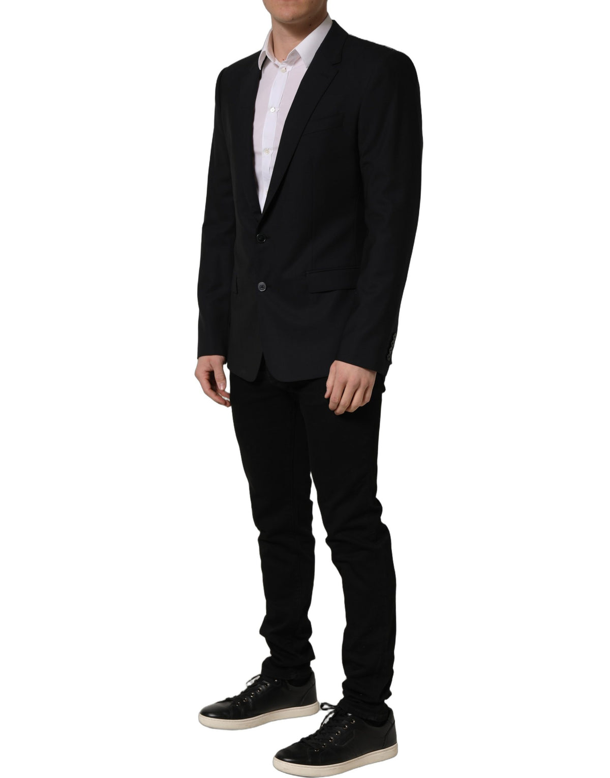 Dark Blue Wool Single Breasted Blazer Jacket