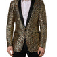 Gold Leopard Single Breasted Men Coat Jacket