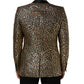 Gold Leopard Single Breasted Men Coat Jacket