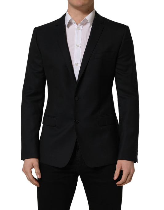 Black Wool Single Breasted Blazer Jacket