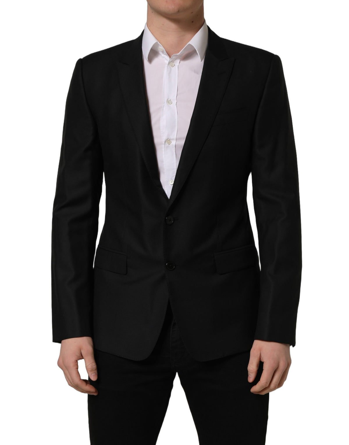 Black Wool Single Breasted Blazer Jacket
