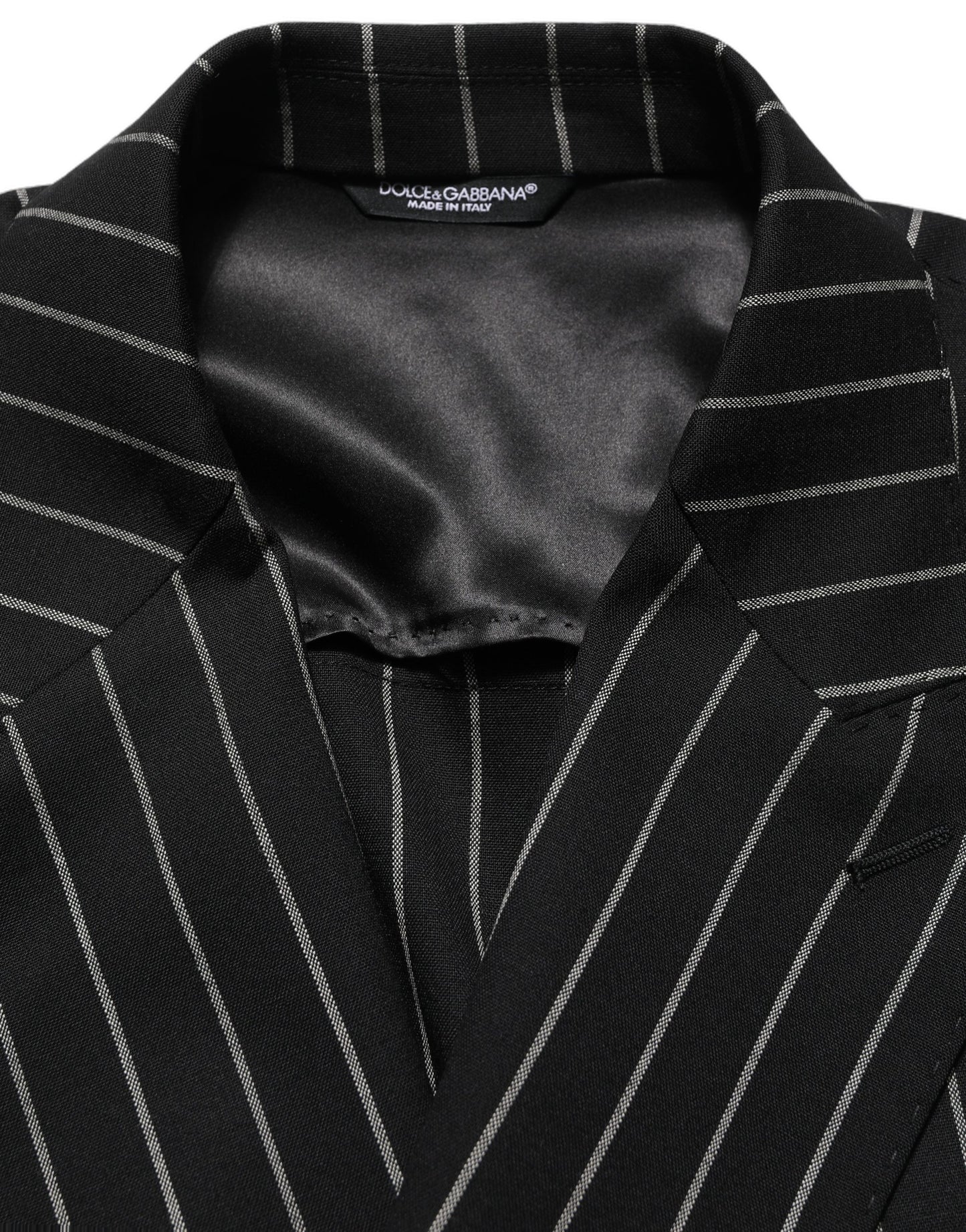 Black Stripes Wool Double Breasted Jacket