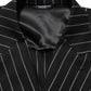 Dark Gray Stripes Wool Double Breasted Jacket