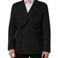 Dark Gray Stripes Wool Double Breasted Jacket