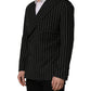 Dark Gray Stripes Wool Double Breasted Jacket