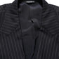 Black Stripes Wool Double Breasted Jacket