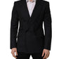 Dark Gray Stripes Wool Double Breasted Jacket