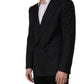 Dark Gray Stripes Wool Double Breasted Jacket