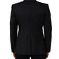 Black Stripes Wool Double Breasted Jacket