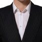 Dark Gray Stripes Wool Double Breasted Jacket