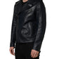 Black Leather Men Biker Coat Goatskin Jacket