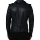 Black Leather Men Biker Coat Goatskin Jacket