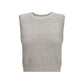 Beige Cotton Sleeveles Sweater