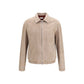 Beige Calf Leather Bos Taurus Leather Jacket